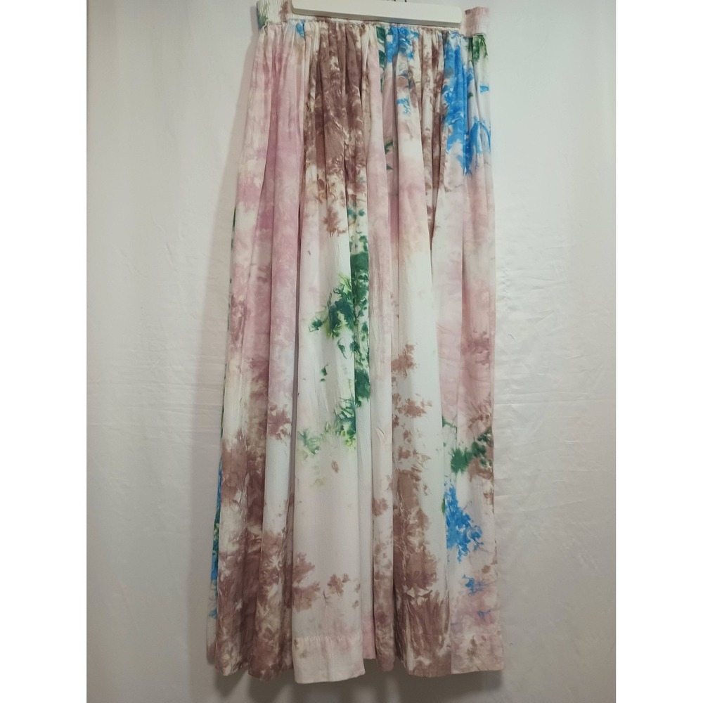 S/W/F Boutique Multicolor Tie Dye High Waisted Maxi Skirt Boho Elastic Waist